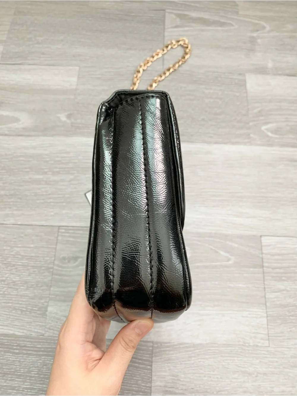 Forever 21 Black Faux Leather Quilted Chain Magnetic Crossbody Bag